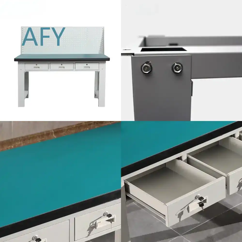 Electronics Repair Workbench - โต๊ะทำงานซ่อมแซมอุปกรณ์อิเล็กทรอนิกส์แบบแขวนเดี่ยวแนวนอน 3 ช่องปั๊มลม ป้องกันไฟฟ้าสถิต สำหรับงานประกอบ SMT