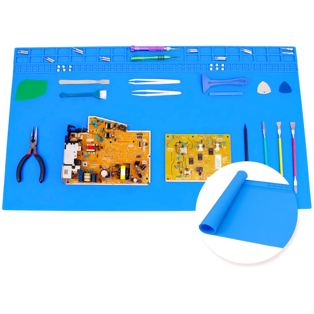 Electronics Repair Workbench - แผ่นบัดกรีซิลิโคนทนความร้อน - แผ่นซ่อมกันลื่นสำหรับนาฬิกา, อิเล็กทรอนิกส์, PCB, เครื่องมือโต๊ะทำงานสถานีบัดกรี