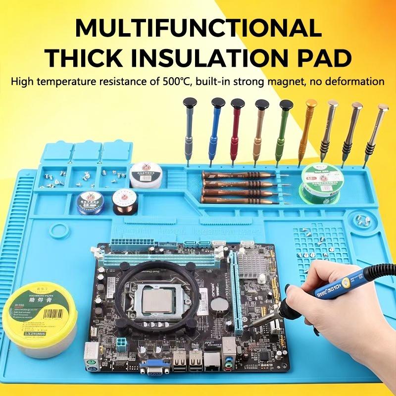 Electronics Repair Workbench - แผ่นซิลิโคนกันไฟฟ้าสถิตแบบแม่เหล็ก ทนความร้อน แผ่นฉนวนสำหรับซ่อมโทรศัพท์และอุปกรณ์อิเล็กทรอนิกส์